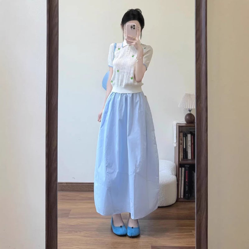 Women's Knit Top and Skirt Set Summer Casual - Image 1