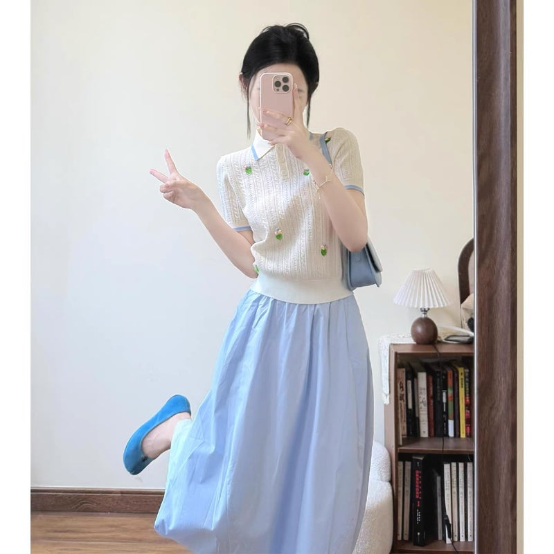 Women's Knit Top and Skirt Set Summer Casual - Image 4