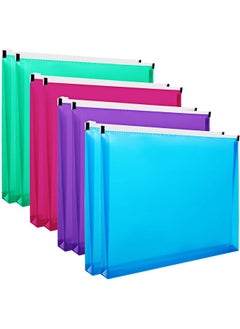 EOOUT 8Pcs Plastic Envelopes 9.8 X 12.8 Inches Letter Size Poly Zip Envelopes Expanding Zipper Folder With 4 Assorted Colors For School And Office Supplies  - Image 1