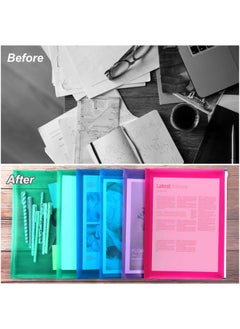 EOOUT 8Pcs Plastic Envelopes 9.8 X 12.8 Inches Letter Size Poly Zip Envelopes Expanding Zipper Folder With 4 Assorted Colors For School And Office Supplies  - Image 5