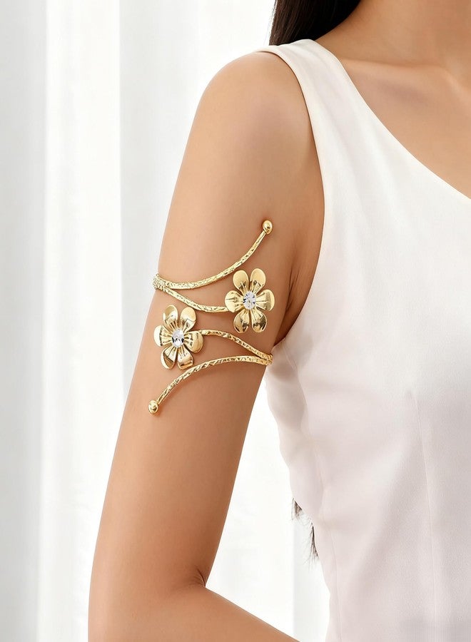 KYLELOVE 7 Pcs Golden Upper Arm Wristbands Upper Arm Cuff Bracelet For Women Adjustable Minimalist Arm Ring Set - Image 3