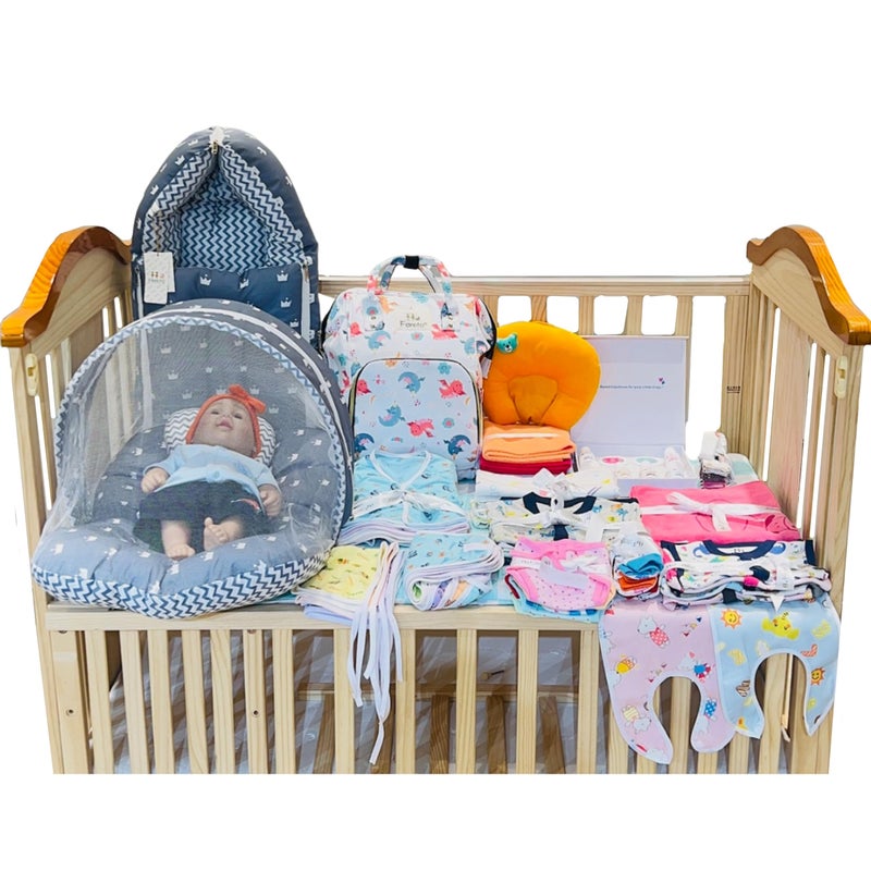 Infantbond Baby Summer Essentials Clothing Combo | 72 in 1 Baby Complete Daily Items | Hospital Essentials | Combo Set for New Born | Kit | Gift for New Born(Crown Grey 0-6 Months) - Image 5