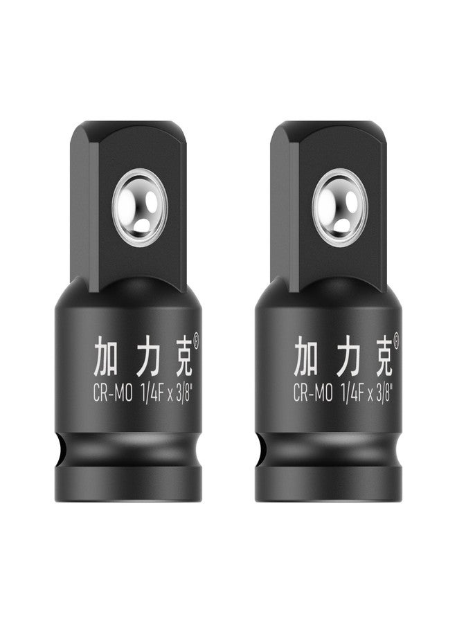 FOCMKEAS 2 PCS Impact Socket Adapter and Reducer 1/4" Drive(F) to 3/8"(M) for Ratchet Wrench, Female to Male, CR-MO,(Black) - Image 1