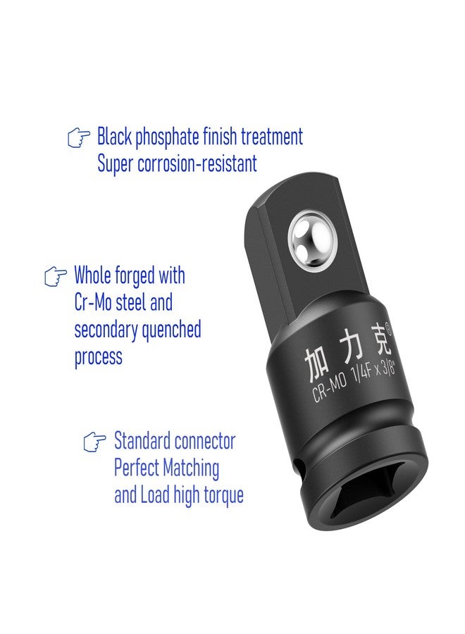 FOCMKEAS 2 PCS Impact Socket Adapter and Reducer 1/4" Drive(F) to 3/8"(M) for Ratchet Wrench, Female to Male, CR-MO,(Black) - Image 5