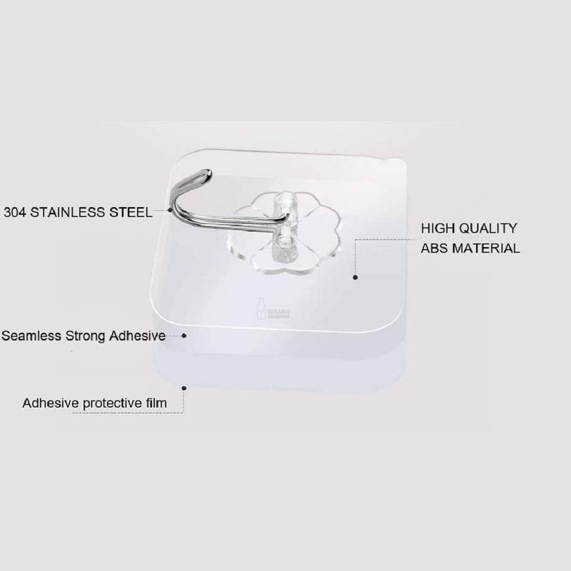 Photo Frame Hooks for Wall Without Drilling 10 Pack Self Adhesive Hooks for Wall Heavy Duty Strong Nail Free for Hanging Photo Frame Hanging Hook Transparent Stainless Steel - Image 3
