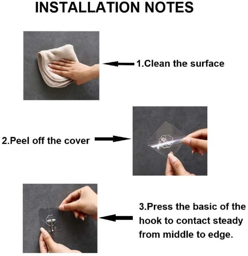 Photo Frame Hooks for Wall Without Drilling 10 Pack Self Adhesive Hooks for Wall Heavy Duty Strong Nail Free for Hanging Photo Frame Hanging Hook Transparent Stainless Steel - Image 5