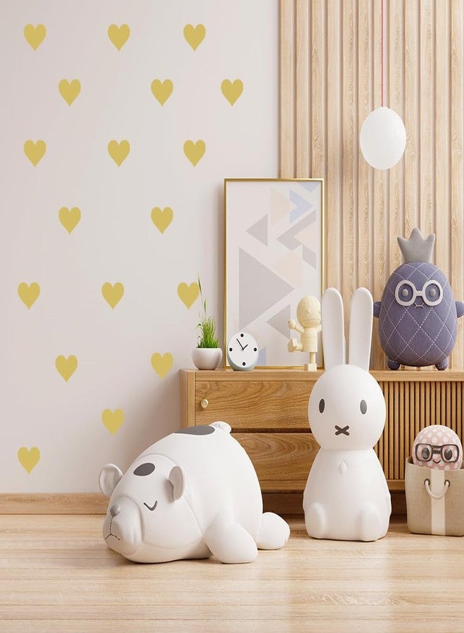 BugyBagy Matte Heart Wall Decals - 120pcs x 2 inch Aesthetic Heart Stickers for Nursery and Kids Room Decor (Gold) - Image 3