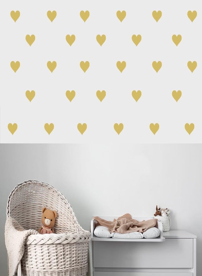 BugyBagy Matte Heart Wall Decals - 120pcs x 2 inch Aesthetic Heart Stickers for Nursery and Kids Room Decor (Gold) - Image 2