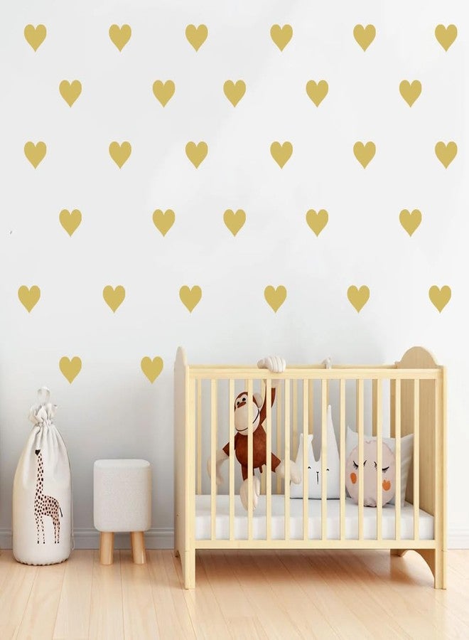 BugyBagy Matte Heart Wall Decals - 120pcs x 2 inch Aesthetic Heart Stickers for Nursery and Kids Room Decor (Gold) - Image 1