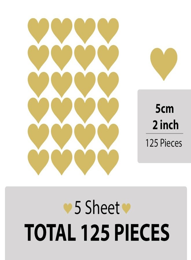 BugyBagy Matte Heart Wall Decals - 120pcs x 2 inch Aesthetic Heart Stickers for Nursery and Kids Room Decor (Gold) - Image 5