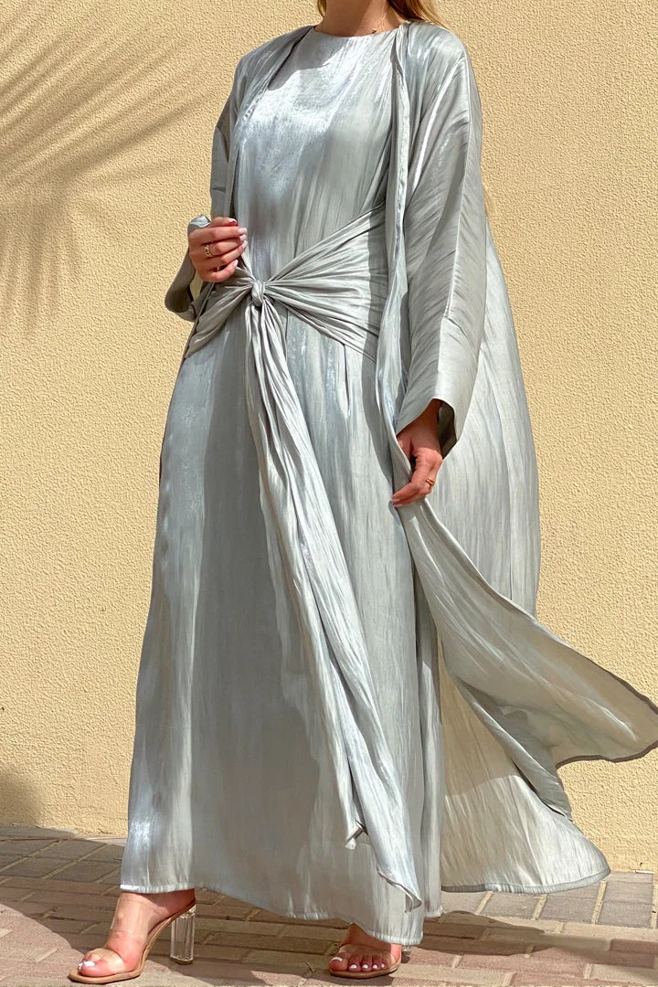 Moistreet 3 Piece Shimmer Abaya Set