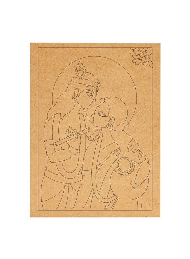 300Sparkles Pre Marked Radha Krishna Design Square MDF Board Laser Cutout Base Painting Board Art & Craft Home Decoration 12 x 9 Inch - Image 1