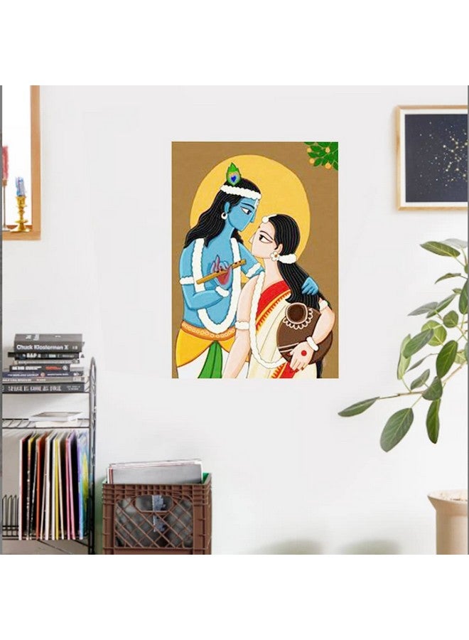 300Sparkles Pre Marked Radha Krishna Design Square MDF Board Laser Cutout Base Painting Board Art & Craft Home Decoration 12 x 9 Inch - Image 3