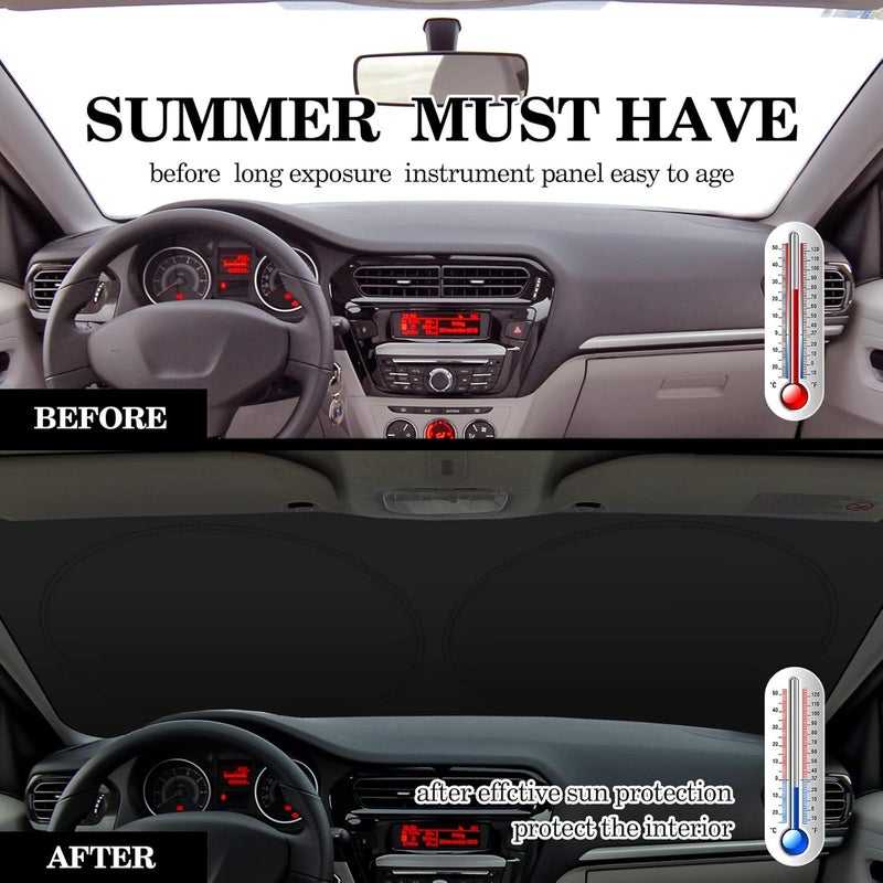 Woanger Windshield Sun Shade Foldable Car Front Window Covers for Car Accessories Sun Heat UV Rays Visor Protector Protection for Universal Cars SUV Truck (Solid Black) - Image 3