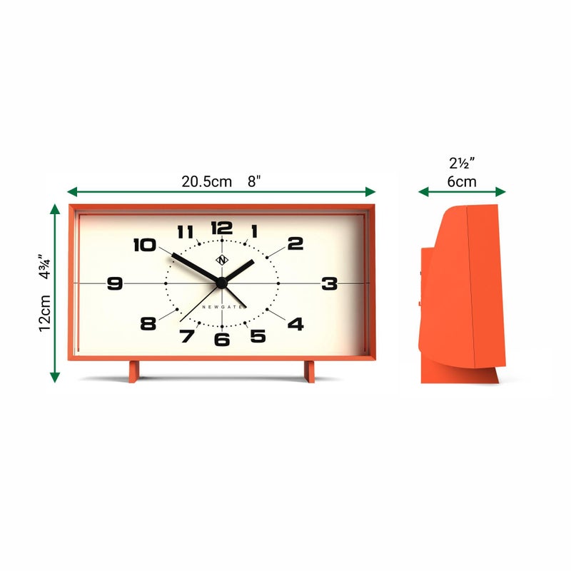 NEWGATEÂ® Wideboy Alarm Clock | Rectangular Retro Design | Pumpkin Orange | Mid-Century dial | Ideal for Bedside, Desk, Mantel or Shelf | Retro Bedroom & Office Accessory - Image 4