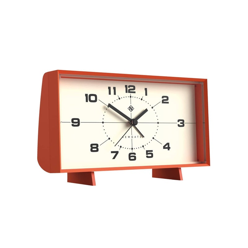 NEWGATEÂ® Wideboy Alarm Clock | Rectangular Retro Design | Pumpkin Orange | Mid-Century dial | Ideal for Bedside, Desk, Mantel or Shelf | Retro Bedroom & Office Accessory - Image 2