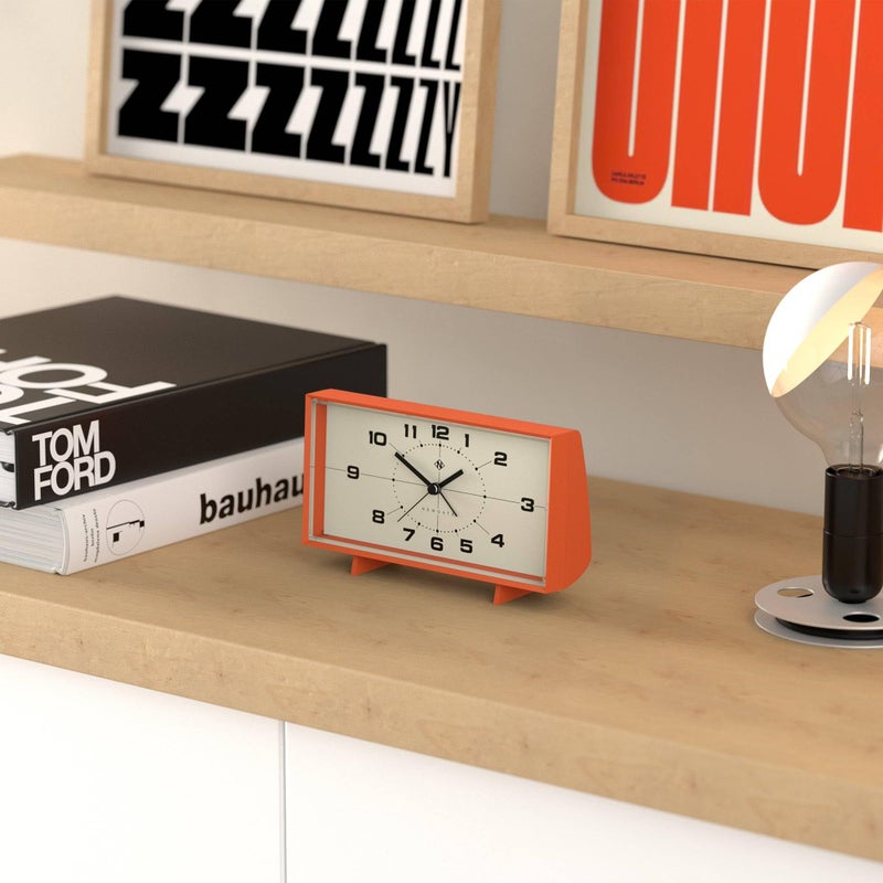 NEWGATEÂ® Wideboy Alarm Clock | Rectangular Retro Design | Pumpkin Orange | Mid-Century dial | Ideal for Bedside, Desk, Mantel or Shelf | Retro Bedroom & Office Accessory - Image 5