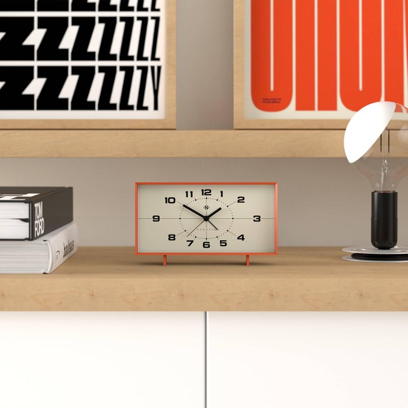 NEWGATEÂ® Wideboy Alarm Clock | Rectangular Retro Design | Pumpkin Orange | Mid-Century dial | Ideal for Bedside, Desk, Mantel or Shelf | Retro Bedroom & Office Accessory - Image 3