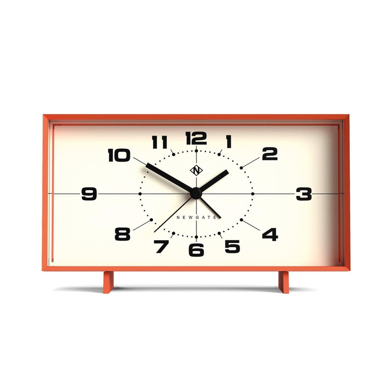 NEWGATEÂ® Wideboy Alarm Clock | Rectangular Retro Design | Pumpkin Orange | Mid-Century dial | Ideal for Bedside, Desk, Mantel or Shelf | Retro Bedroom & Office Accessory - Image 1