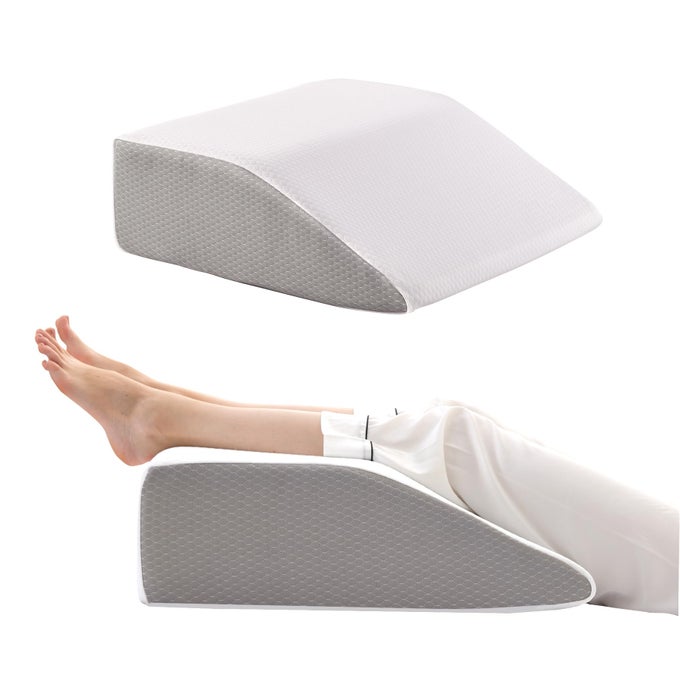 LEG ELEVATION PILLOWS LEG PILLOWS FOR SLEEPING COOLING GEL MEMORY FOAM TOP WEDGE PILLOW FOR LEGS LEG WEDGES FOR CIRCULATION SWELLING AFTER SURGERY REMOVABLE COVER 6 INCH WHITEGREY
