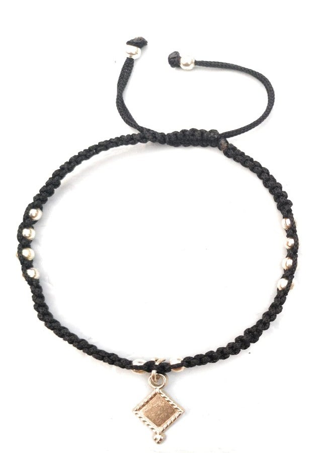 Jyokrish Handmade Adjustable Black silk Thread hanging choker (Brfi) Anklet For Women | girls | Payal |Adult |Free Size |Pair of 1| Nazariya - Image 3