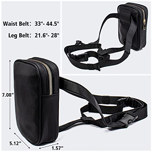 Peicees Womens Drop Leg Bag with Leg Strap Leather Thigh Bag for Motorcycle Costume Accessories Fashion Fanny Bag Belt Pouch - Image 5
