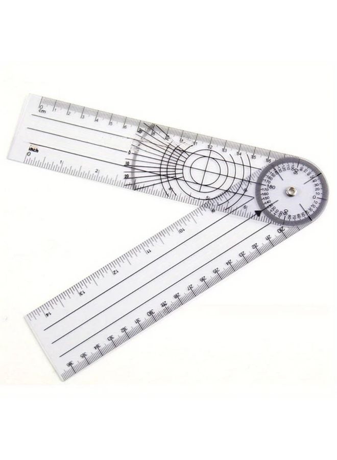 1pc Multifunctional Joint Angle Measuring Ruler 180 Degree Protractor Double Scale Inch CM - Image 1