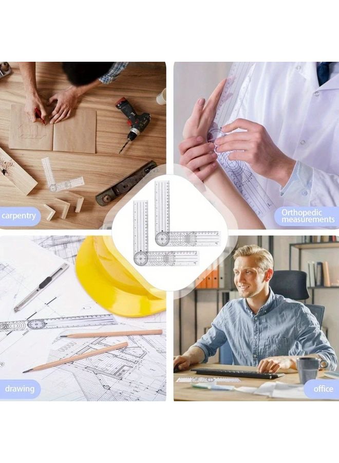 1pc Multifunctional Joint Angle Measuring Ruler 180 Degree Protractor Double Scale Inch CM - Image 3