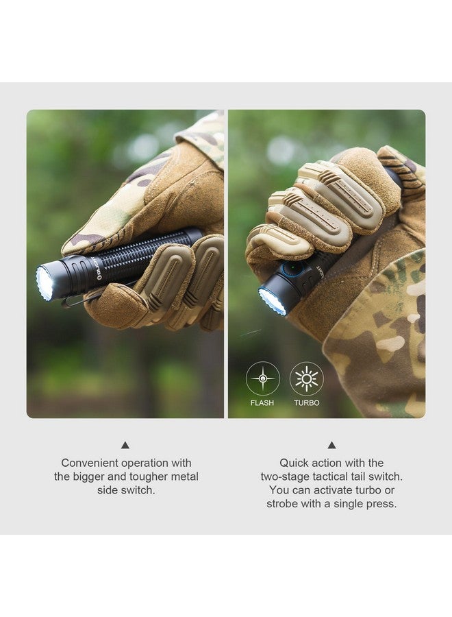 OLIGHT OLIGHT Warrior Mini3 Tactical Flashlight, Dual Switches LED Rechargeable Light with MCC3 Charger, 1750 Lumens Powerful EDC Light for Camping, Emergency and Outdoor (Black)  - Image 4