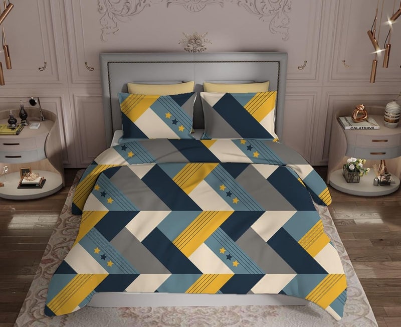 AMEYAA AMEYAA 350 TC Cotton Feel Glace Cotton All Around Elastic Fitted Bedsheets King Size Premium Super Soft Fitted Bedsheet King Size for Double Bed Fits Up to 8 to 10 Inches 78 x 72 Yellow Star 