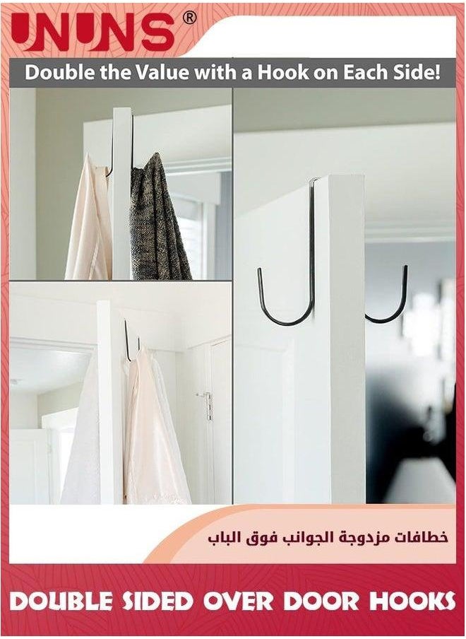 UNUNS Double Sided Over The Door Hooks,4 Pcs Space Saving Hooks,Black Metal Sturdy Hanger Hook For Hanging Clothes,Heavy Duty Bathroom/Kitchen/Hanging Towels Bags Hats Coats Keys  - Image 5