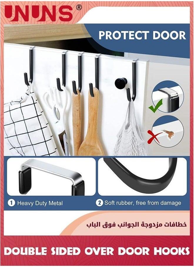UNUNS Double Sided Over The Door Hooks,4 Pcs Space Saving Hooks,Black Metal Sturdy Hanger Hook For Hanging Clothes,Heavy Duty Bathroom/Kitchen/Hanging Towels Bags Hats Coats Keys  - Image 4