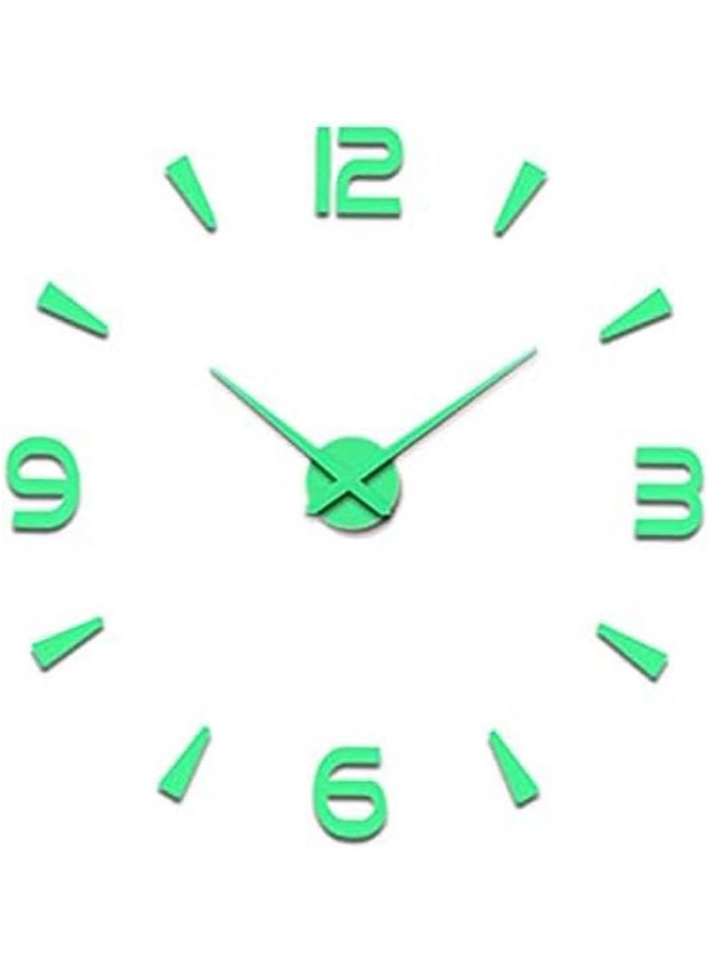 LINGWEI Frameless Modern Large Wall Clock 3D Mirror Sticker Green 120x120cm - Image 1