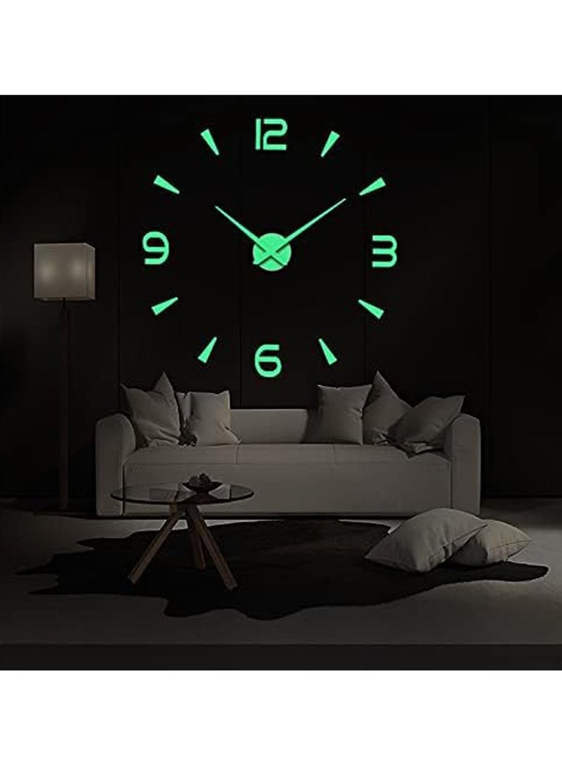 LINGWEI Frameless Modern Large Wall Clock 3D Mirror Sticker Green 120x120cm - Image 3