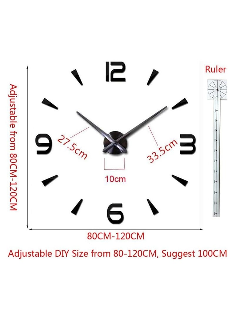 LINGWEI Frameless Modern Large Wall Clock 3D Mirror Sticker Green 120x120cm - Image 4