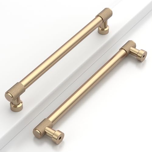 Coinkoly 10 Pack 7177mm Brushed Gold Cabinet Pulls Knurled Kitchen Cabinet Handles Drawer Pulls Cupboard Hardware for Cabinets - Image 1