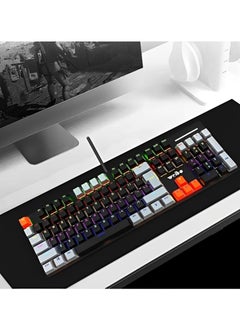 WB-680 Mechanical Gaming Keyboard Red Switch 104 Keys, Mechanical Keyboard with RGB Backlit Hot Swap USB-C Wired PBT Keycaps 18 Dedicated Media Keys for PC Gaming and Home