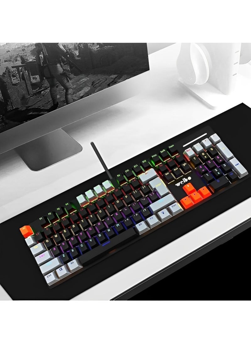 Weibo - WB-680 Mechanical Gaming Keyboard Red Switch 104 Keys, Mechanical Keyboard with RGB Backlit Hot Swap USB-C Wired PBT Keycaps 18 Dedicated Media Keys for PC Gaming and Home - Image 1
