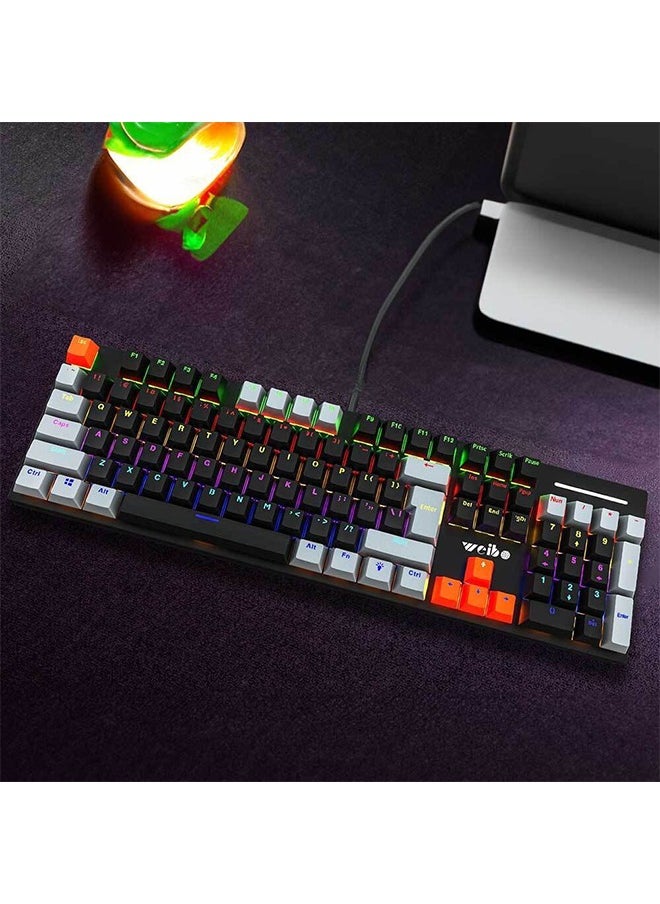 Weibo - WB-680 Mechanical Gaming Keyboard Red Switch 104 Keys, Mechanical Keyboard with RGB Backlit Hot Swap USB-C Wired PBT Keycaps 18 Dedicated Media Keys for PC Gaming and Home - Image 1