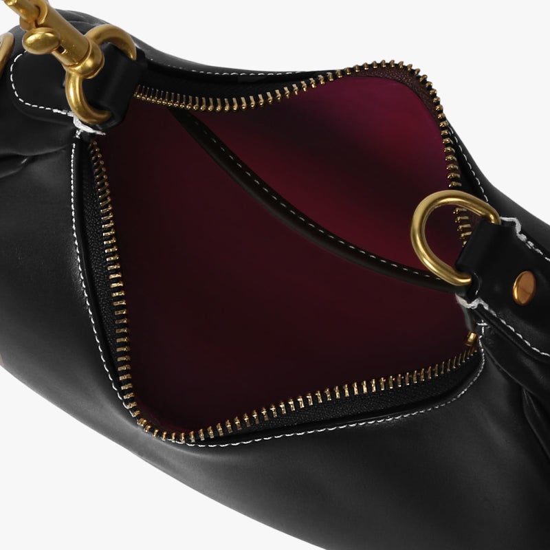 JQWSVE Large Top Handle Bags for Women Ladies Faux Leather Shoulder Purse Crescent Handbags Trendy Crossbody Bag (C01 Black) - Image 5