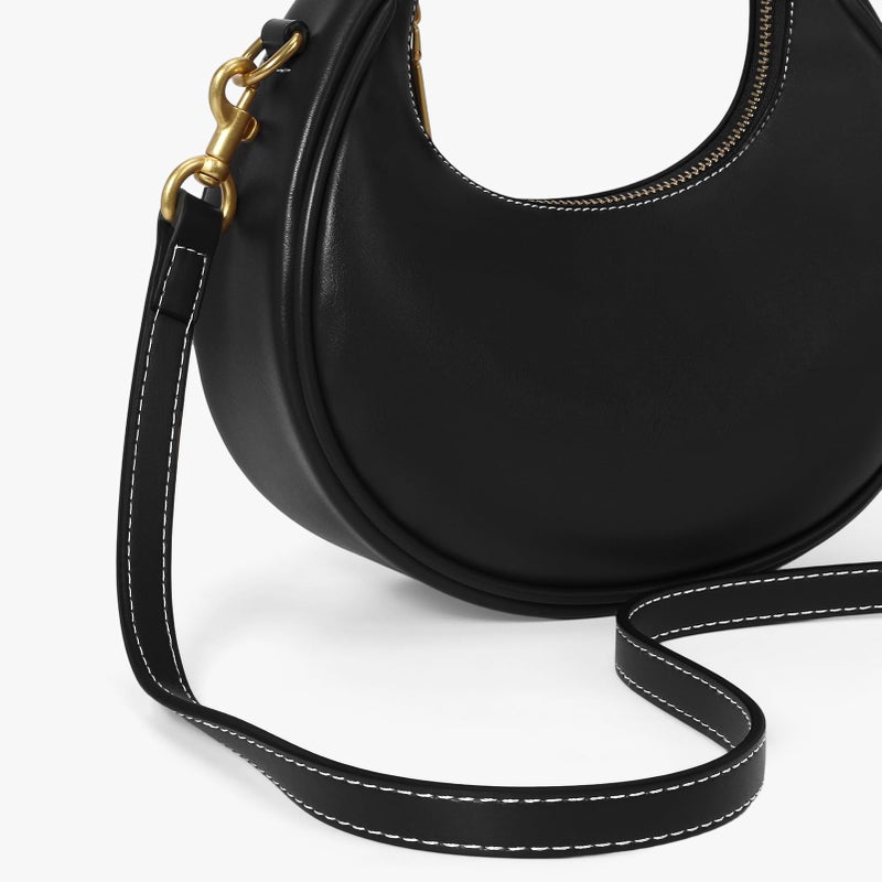 JQWSVE Large Top Handle Bags for Women Ladies Faux Leather Shoulder Purse Crescent Handbags Trendy Crossbody Bag (C01 Black) - Image 4