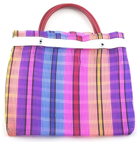 More Fiesta 12 Pcs Small Mexican Tote Mercado Bags 7.5 inch by 7.5 inch, Assorted Colors High Thread Mesh - Mini Mexican Mercado Candy Bags - Image 2