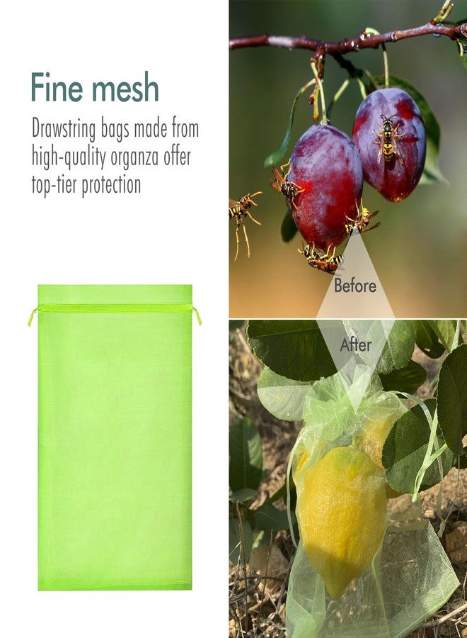 Fetanten Fruit Protection Bags, Fetanten 50 PCS 6 x 8 Inch Mesh Drawstring Bag for Fruit Trees, Small Green Garden Fruit Plant Netting Cover Bag Protect Blueberry Tomato Apple Mango from Bird Insect Pest - Image 5