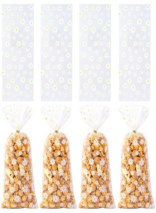 CPTBAG Spring Daisy Treat Bags, 100pcs Groovy White Daisy Flower Party Cellophane Plastic Gift Goodie Cookies Candy Bags with Twist Ties Clear for Wedding ,Birthday ,Spring Hippie Daisy Flower Party Supplies - Image 3