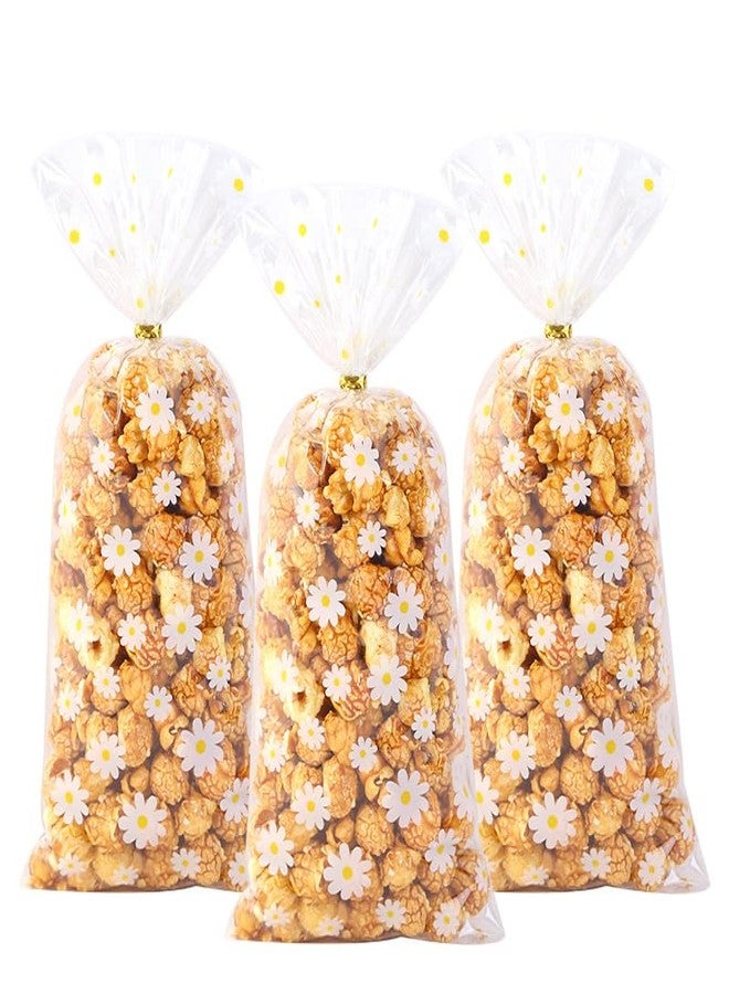 CPTBAG Spring Daisy Treat Bags, 100pcs Groovy White Daisy Flower Party Cellophane Plastic Gift Goodie Cookies Candy Bags with Twist Ties Clear for Wedding ,Birthday ,Spring Hippie Daisy Flower Party Supplies - Image 2