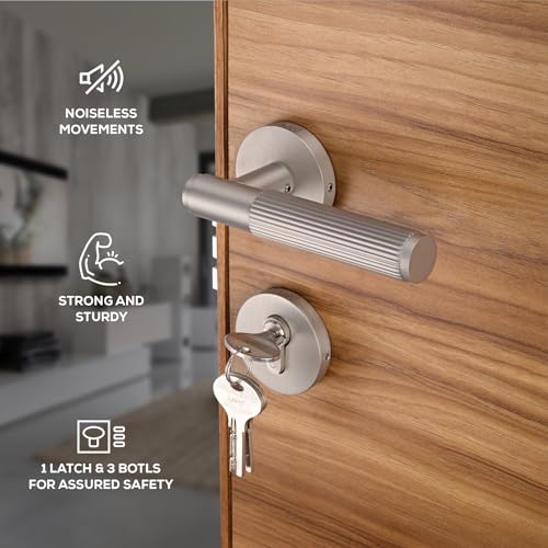 LAPO Heavy Duty Brass Mortise Lock Set for Main Door| 50x85 Lock Body | 70mm Cylinder| Left-right Door Compatibility | Ideal for 30–50mm Doors | 3 Brass Keys | Matt Finish | 3 Years Warranty | Ro-2200 - Image 3