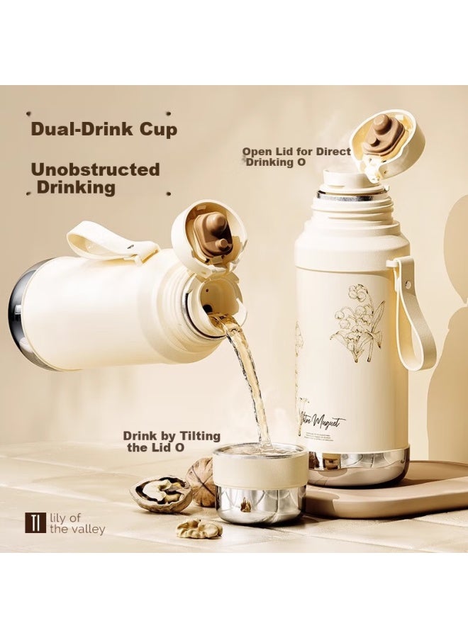 Vanow Pure Titanium Insulated Water Bottle For Women New High-value Portable Tea Cup Birthday Gift Lily Of The Valley - Image 3