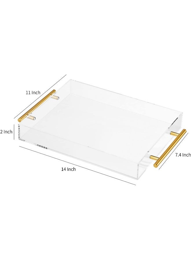 TPGP Clear Acrylic Lucite Serving Tray with Metal Handles,No Need to Assemble,11x14 Inch,Decorative Storage Organizer with Spill-Proof Design,Serving for Coffee,Breakfast,Dinner and More - Image 3