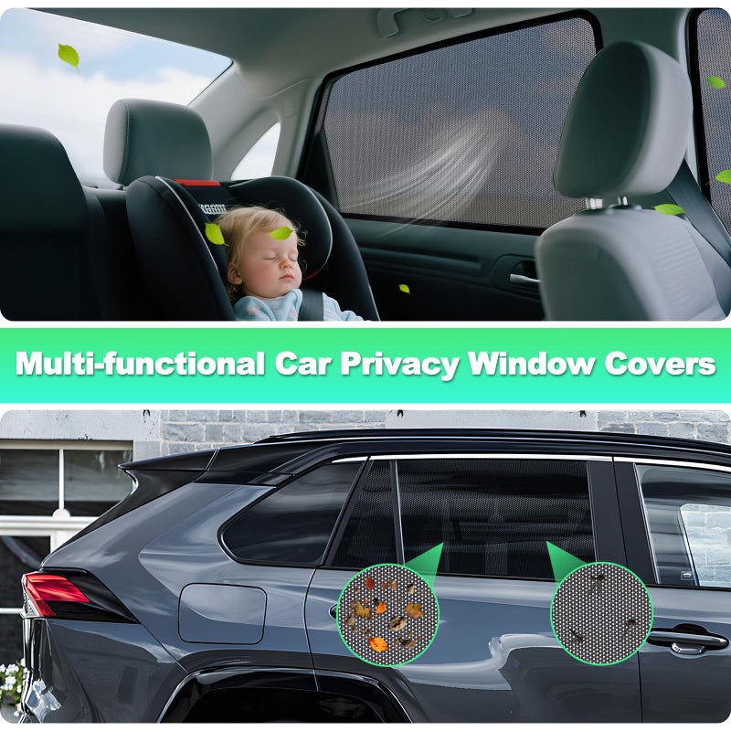 KOCZIL Car Window Shades for 2019-2024 RAV4 Accessories - Rear Side Window Shade for Baby, Breathable Mesh Car Privacy Window Covers, UV Protection and Heat Insulation for Road Trips, Napping, Camping - Image 4