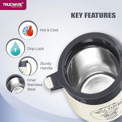 Trueware Aqua Jug Insulated Flask -1500 Ml | Insulated Tea Pot Kettle Inner Steel Outer Plastic | Hot & Cold | Food Grade Plastic | Lightweight BPA-Free | Wide Mouth Design | Ideal for Office, Travel - Image 3